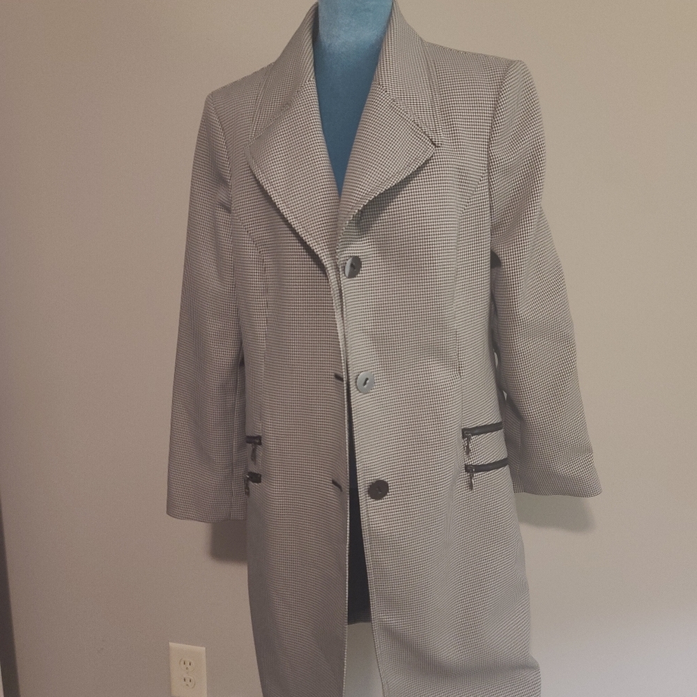 Kasper Monochrome Houndstooth Blazer
